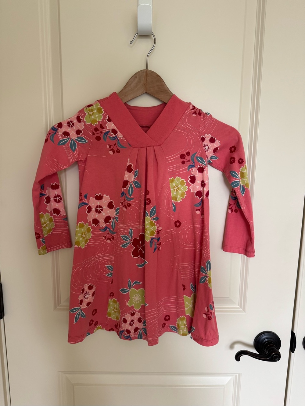 Tea Collection Girls' Pink Floral Long-Sleeve Dress